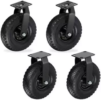 Relaxdays Bockrolle und Lenkrolle Set 3.00-4, schwarz