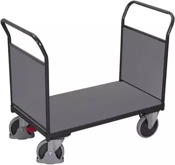 VARIOfit Doppel-Stirnwandwagen mit Holzw&auml;nden 1000x700mm, anthrazitgrau RAL 7016, 500kg
