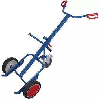 VARIOfit Fass-Sackkarre Stahl 250kg Vollgummi-Bereifung, Stützrad, enzianblau