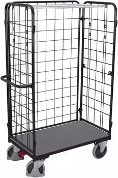 VARIOfit Paket-Dreiwandwagen hoch, seitlich vergittert, 850x500mm, anthrazitgrau RAL 7016 (sw-500.306/AG)