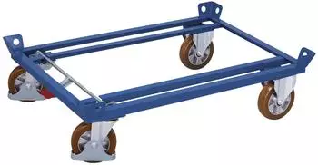 VARIOfit Palettenfahrgestell für Gitterboxen/Europaletten, PU-Bereifung, 1210x1010mm, enzianblau RAL 5016 (sw-870.514)