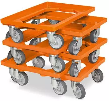 BRB Logistikroller für Behälter 600x400mm, 250kg, orange, 6er-Set (21605)