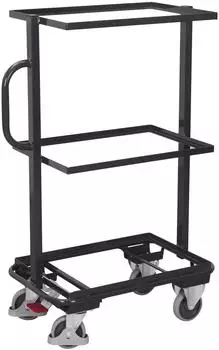 VARIOfit Beistellwagen 3 offene Böden, starr, 610x410mm, anthrazitgrau RAL 7016 (sw-400.800/AG)
