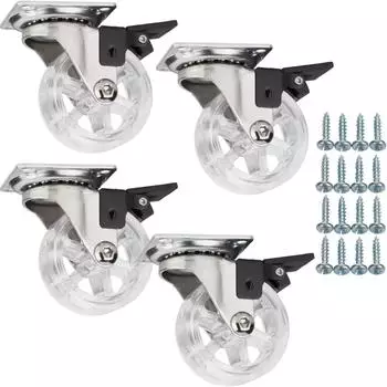 Sotech RAPID M&ouml;belrollen transparent &Oslash; 50mm mit Bremse, 4er Set, bis 140kg (RAPID)