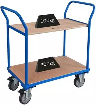 Proregal Tischwagen 2 Etagen, 2 Schiebebügel, lichtblau, 102x100x50cm, 400kg (PR_RTS1-05)