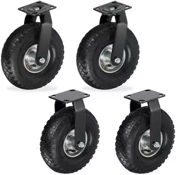 Relaxdays Schwerlastrolle Set (2x Bock- & 2x Lenkrolle), luftbereift, 120kg, 3.00-4