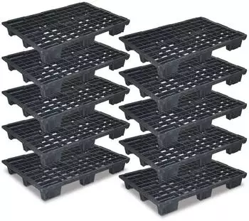 BRB Euro-Leichtpalette PE-HD, schwarz, 1200x800x153mm, durchbrochen, 10er-Set (21557)