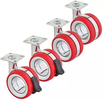 Sotech M&ouml;belrolle D&uuml;sseldorf &Oslash;75mm, H&ouml;he 98,5mm, chrom/rot, 4er-Set