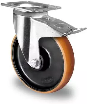 Contorion Lenkrolle mit Totalfeststeller 125x50mm, Polyurethan-Reifen, Doppelkugellager (Z4U5)