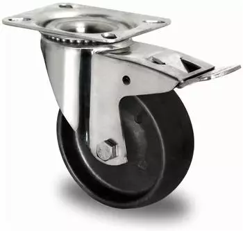 Contorion Lenkrolle mit Totalfeststeller &oslash;100mm, Gleitlager, Edelstahl (C4C4)