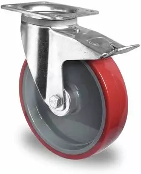 Contorion Lenkrolle mit Totalfeststeller Serie N2U6, Polyurethan, ø200mm, 350kg (TPP57W0200N2U6R1W)