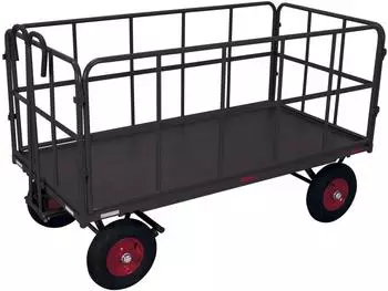 VARIOfit Handpritschenwagen mit 4 Rohrgitterwänden, RAL 7016, 1000kg (zu-45202/AG)