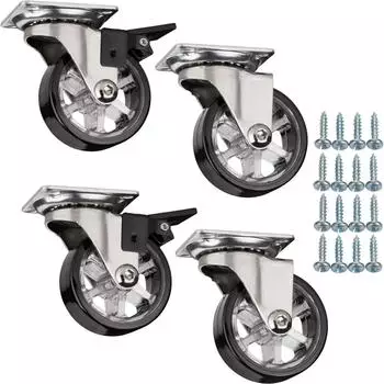 Sotech RAPID M&ouml;belrollen &Oslash;50mm schwarz, 2x mit/2x ohne Bremse, 4er-Set (RAPID)