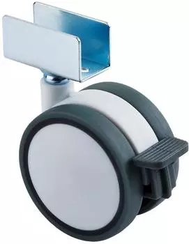 Sotech Hamm M&ouml;belrolle &Oslash;63mm, H&ouml;he 74,5mm, wei&szlig;/grau, mit Bremse, U-Profil 19mm