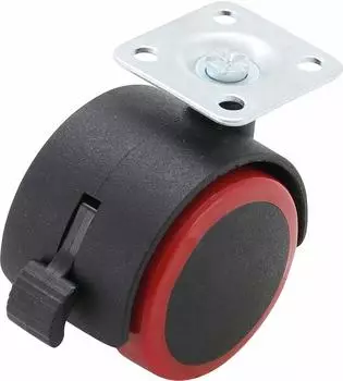 BGS Lenk-Doppelrolle mit Bremse, rot/schwarz, 50mm (80338)
