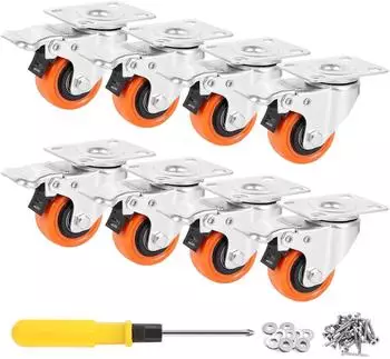 LuxusKollektion Lenkrollen mit Bremse 50mm, 68kg, Polyethylen (8er Pack)
