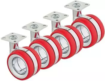 Sotech M&ouml;belrolle D&uuml;sseldorf &Oslash;75mm, H&ouml;he 98,5mm, chrom/rot