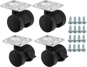 Sotech AACHEN M&ouml;belrollen &Oslash;35mm schwarz, 2x mit/ohne Bremse, 4er-Set (160kg)