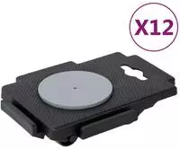 vidaXL Transportroller mit 8 Rollen 12 Stk Schwarz Polypropylen 150 kg
