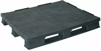BRB Kunststoffpalette 3 Kufen 1200x1000x150mm schwarz mit Sicherungsrand (22554)