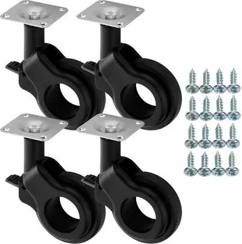 Sotech M&ouml;belrollen Bonn &Oslash;60mm schwarz mit Bremse, 4er-Set (BONN)