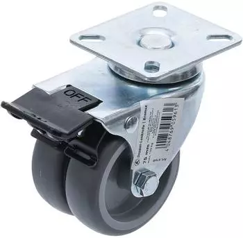 BGS Doppel-Lenkrolle mit Bremse &Oslash;75mm, Stahl verzinkt (81948)