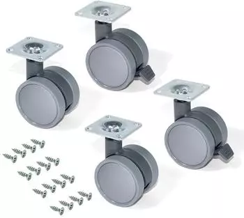 Emuca Bowl Rollen mit Montageplatte, &Oslash;50mm, Stahl & Kunststoff, grau (4er-Set)