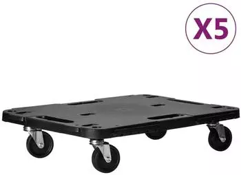vidaXL Transport-Rollwagen 5er-Set, Polypropylen, schwarz, 58x38x12cm