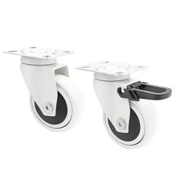 Wagner Design 3C Lenkrollen soft, 2er-Set, &Oslash; 75mm, wei&szlig;, 1 mit Bremse, 75kg (02227602)