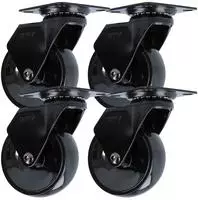 MS Beschl&auml;ge 4er Set Kugelgelagert M&ouml;belrolle Schwarz Kunststoffrolle 75mm