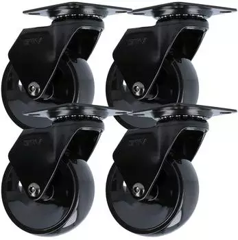 MS Beschl&auml;ge M&ouml;belrolle Lenkrolle schwarz, kugelgelagert, &Oslash; 75mm, 4er-Set (1512-75-4-HAN)