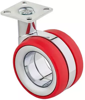 Sotech M&ouml;belrolle D&uuml;sseldorf Lenkrolle &Oslash;75mm, 85kg, chrom/rot (133233)