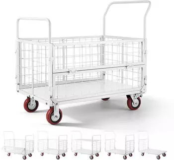 VEVOR Plattformwagen mit Gitterw&auml;nden, faltbar, 907kg, 6-in-1