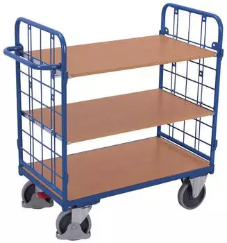 VARIOfit Etagenwagen 3 Etagen, Drahtgitter-Stirnw&auml;nde, enzianblau, 1000x600mm (sw-600.235)