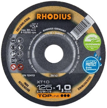 RHODIUS TOPline x T10 PACK Extradünn 125 x 1,0 x 22,23 mm Stück 25