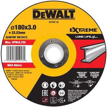 DeWalt Extreme 180 x 3 x 22,23mm Metall Typ 42 D x 7967-AE