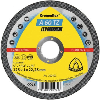 Klingspor A 60 TZ 125 x 1 x 22,23 mm gerade Stück 25