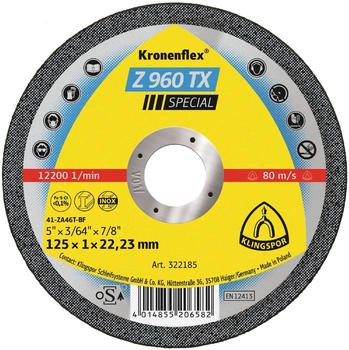 Klingspor Z 960 T x Zirkon 125 x 1 x 22,23 mm gerade Stück 25