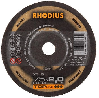 RHODIUS TOPline x T10 MINI Extradünn 75 x 2,0 x 10,0 mm Stück 25
