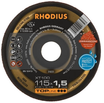 RHODIUS TOPline x T100 Extendend Extradünn 115 x 1,5 x 22,23 mm Stück 25