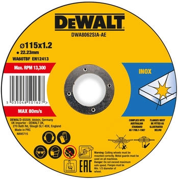 DeWalt High Performance 115 x 1,2 x 22,23mm (DWA8062SIA-AE)