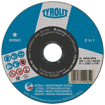 Tyrolit gerade Basic StahlEdelstahl 178x1,6x22,23mm A 46 Q BFB