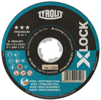 Tyrolit XLOCK gerade Premium StahlVA 125x1,0x22,23mm A 60 Q BFP