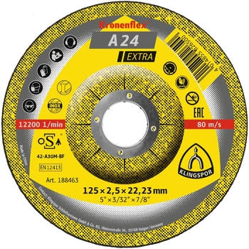 Klingspor A 24 E x 125 x 2,5 x 22,23 mm gekröpft Stück 25