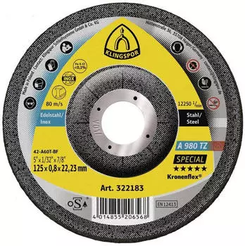 Klingspor A 980 TZ 125 x 0,8 x 22,23 mm gekr&ouml;pft St&uuml;ck 25