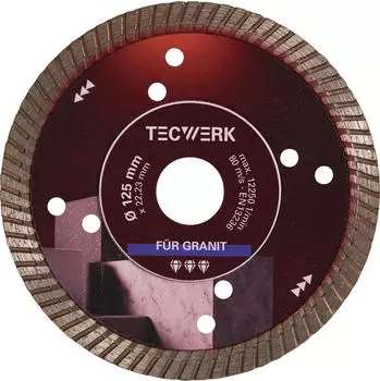 Tecwerk Granit Pro Turbo Diamanttrennscheibe &Oslash;125mm Bohrung 22,23mm Segmenth&ouml;he 10mm