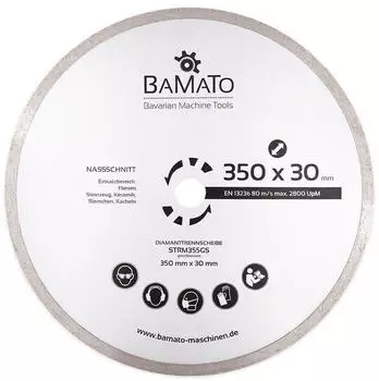 BAMATO Diamant-Trennscheibe 350x30mm f&uuml;r Fliesen, Steinzeug, Keramik (STRM355GS)