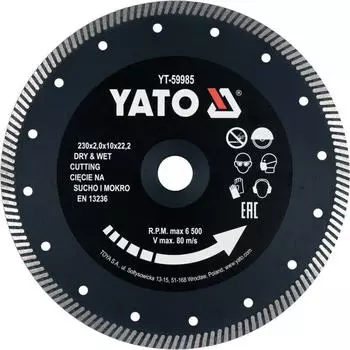 Yato Turbo Diamanttrennscheibe 230x22,2mm für Feinsteinzeug
