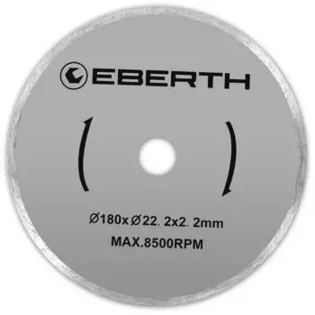 Eberth Diamanttrennscheibe 180mm &Oslash;, 22,2mm Bohrung, f&uuml;r Stein, Beton, Fliesen (TC3-D180)