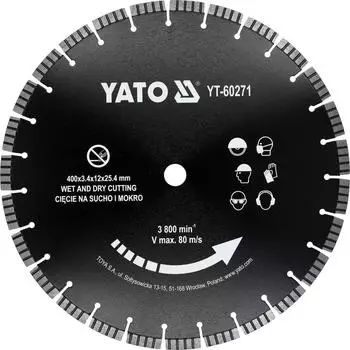 Yato Diamanttrennscheibe 400x25,4mm für Beton, Granit, Ziegel (YT-60271)